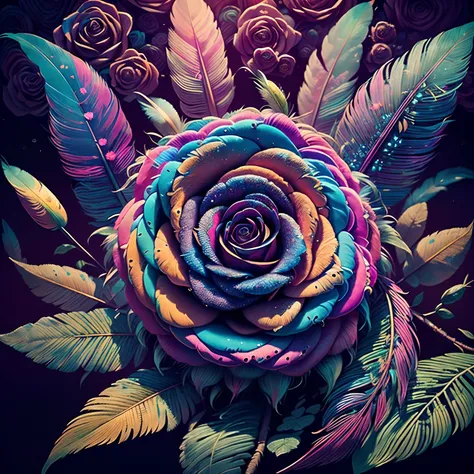 Riff Style 2 (top-quality, Best Quality, Official art, Plants and bird feathers, Beautiful and aesthetic flowers:1.2), (roses:1.3), Extremely detailed,(Fractal Art:1.1),(Colorful:1.1)(Flowers:1.3),highest details,(Zentangle:1.2), (Dynamic Pose), (Colorful ...