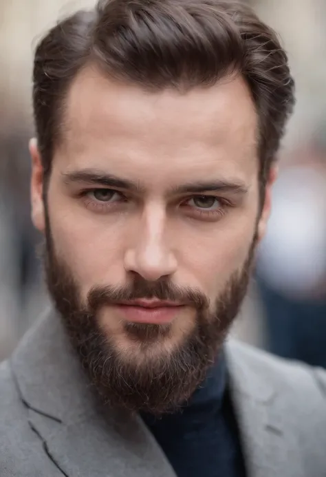 Magnifique homme en costume , Belle barbe , Executive Sexy Man, Terno donc, Front camera focus, mode portrait, perfectly straight in front of the camera