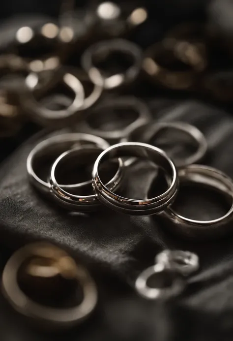 （（Metal rings）），hyper photorealism，Alexander Calder，macro shot，reflective lens，spotlight，Reflection，Luxury photography，Local close-up，（（Simple））