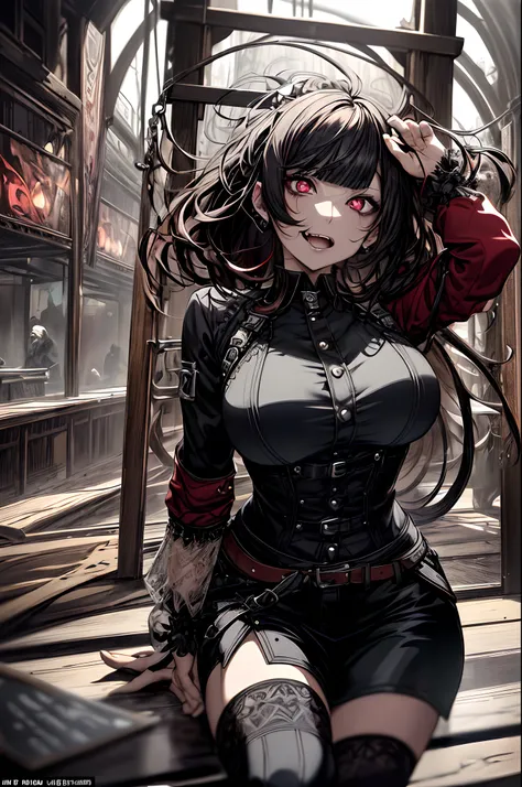 Have a smartphone、red eyes、mobile phone、iphone、Full body、A dark-haired、Gothic punk、A dark-haired、Blunt bangs、Ahegao ( Silly / Sexual ecstasy)、Cross-eyed、Stranger、View other people、Blunt bangs、 over-kneehighs,Ahegao , Silly,Sexual ecstasy,Drunken eyes,Blunt...