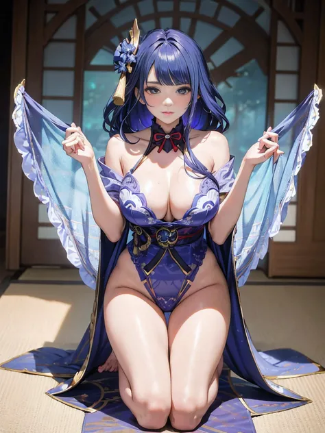 （Enrich the picture，Masterpiece level quality）Beautiful 8K CG artwork，Goddess-like posture，Kneeling exercise，Slim and soft，Translucent skin，Aqua blue hair、The beauty of extra-long hair, Super Long Straight Hair，The skin is fair and juicy，Big JK Uniform，Per...