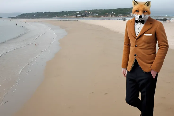 sandbeach，furry，red fox，Gentlemans dress