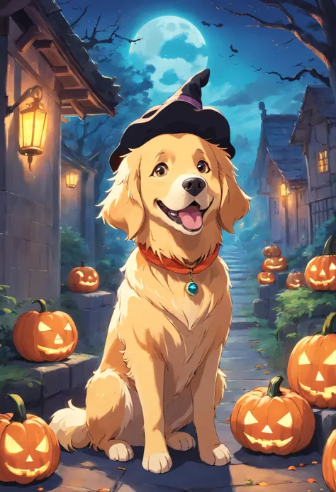 golden retriever in halloween costume