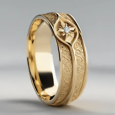 （（Ring design concept art）），Yellow gold ring，（（Ring concept blueprint）），(The ring cross-section has a wave pattern and a five-pointed star)，（（Master craftsmanship）），（Ring and hemming），Natural sunlight，Sparkle effect
Wait for it to start