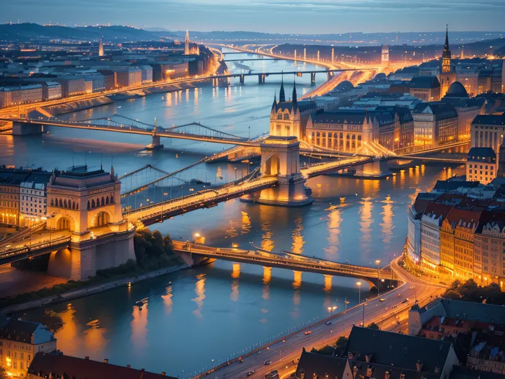 night, bridge, city, river, water, architecture, urban, light, travel, cityscape, lights, building, landscape, reflection, budapest, bratislava, view, sky, europe, skyline, evening, traffic, danube, road, scene