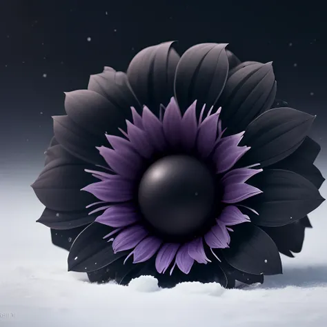 Black bat flower, a photograph of sun flower in the middle of snow, Full HD, 3D, 4K, ultra realistic, ultra detailed, hyper realism, hyper perfectionist, ultra magnificent, highly extraordinary, rigidly sensational, ultra sublime, hyper exquisite, ultra In...