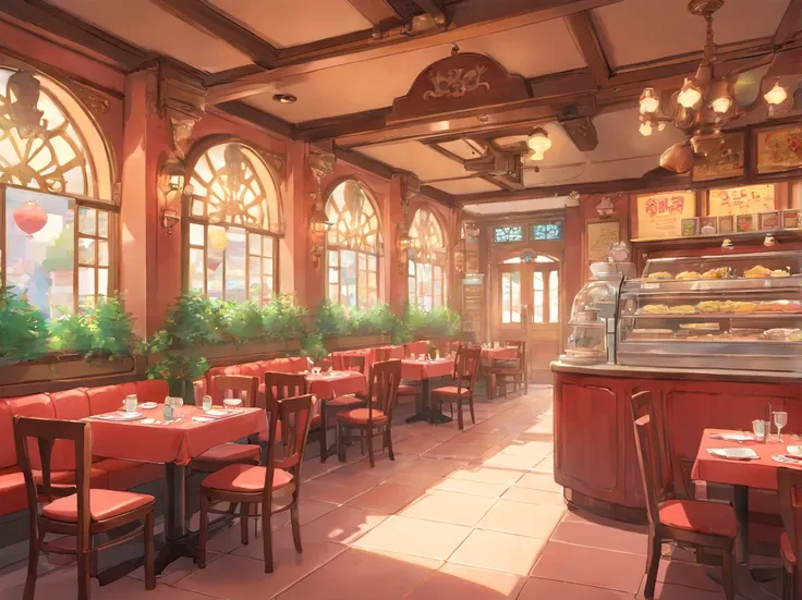 {{Cute Maid Cafe,inside restaurant}},Beautiful scene,during daytime,No humans,no Animal,