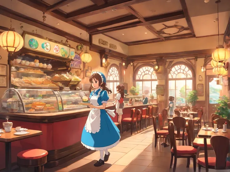 {{Cute Maid Cafe,inside restaurant}},Beautiful scene,during daytime,No humans,no Animal,