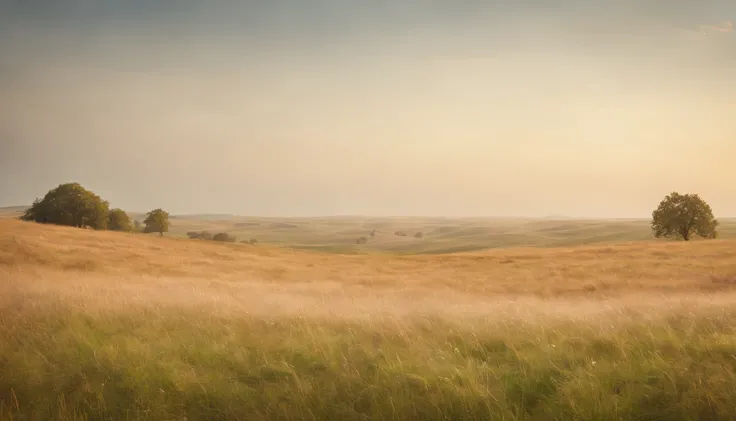 large grassland,horizon,Refreshing breeze