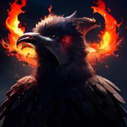 raven, Demon, fire, Bloody eyes, bird, HD