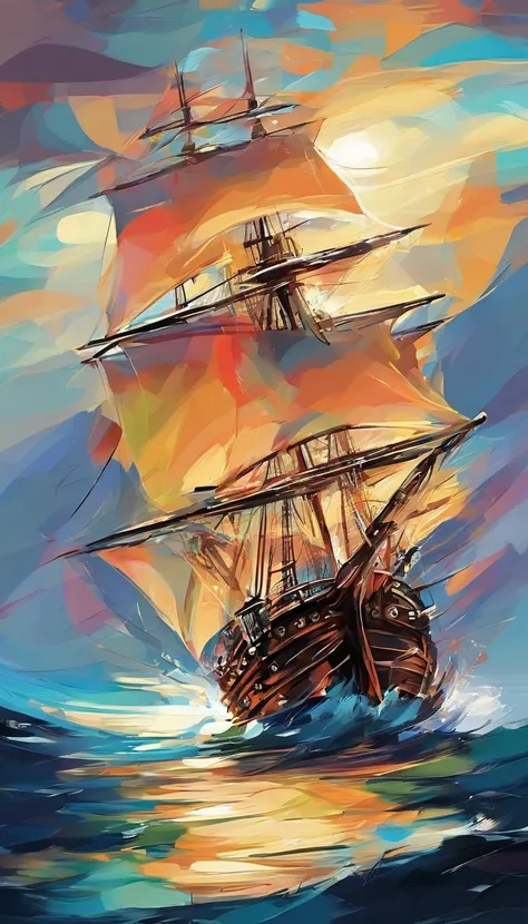 I want the image of a sailing ship on rough seas