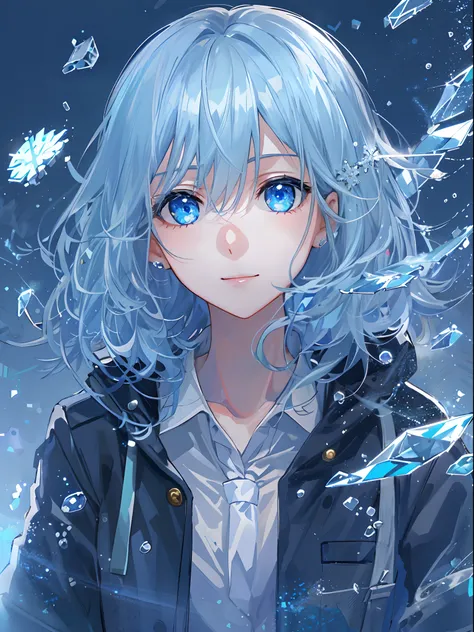 ((top-quality)), ((​masterpiece)), ((ultra-detailliert)), (Extremely delicate and beautiful), girl with, 独奏, cold attitude,((Black jacket)),She is very(relax)with  the(Settled down)Looks,A dark-haired, depth of fields,Evil smile,Bubble, under the water, Ai...