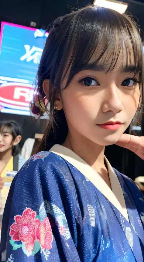 freya from jkt48, idol, indonesian girl,wearing a yukata, close up, looking at camera, cinematic, sharp lense, professional phot...