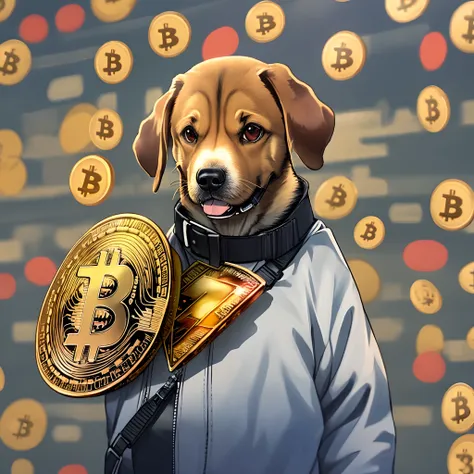 Create a dog with Bitcoin clothes