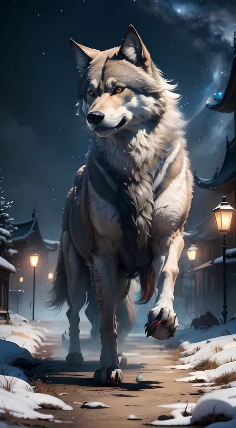 redraw the wolf's front legs，legs with normal physiology，do not appear extra limbs