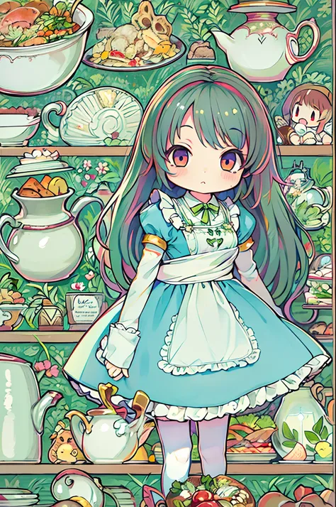 Alice (Alice in Wonderland),kawaii、tiny girl、Chibi、Blue Apron Dress