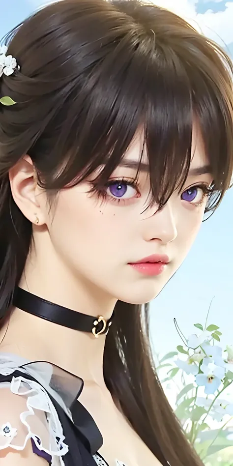 1girl,black hair,long hair, purple eyes, ultra detailed