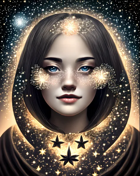 Starry sky with stars forming a womans face