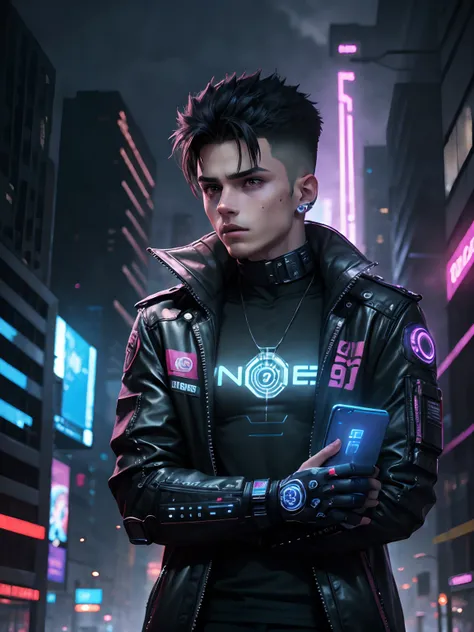 Change background cyberpunk hansome boy. realistic 8k ultra realistic.