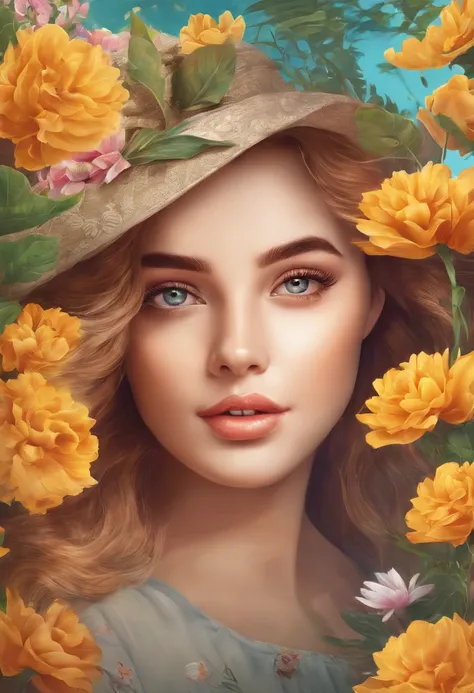 A girl in a garden,medium:illustration,beautiful detailed eyes,beautiful detailed lips,extremely detailed eyes and face,longeyelashes,highres,ultra-detailed,photorealistic,vivid colors,bokeh,portraits,warm tones,soft lighting