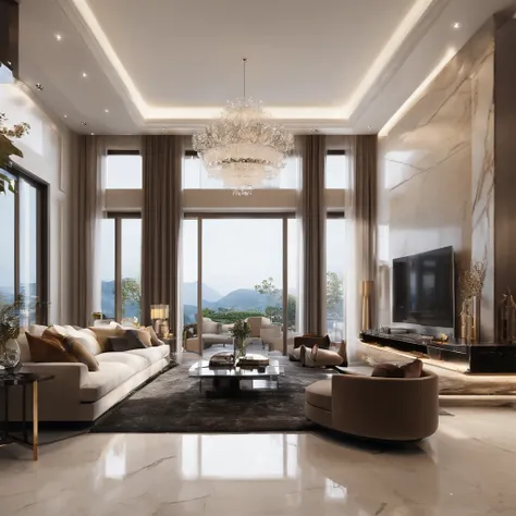 "(best quality,4k,8k,highres,masterpiece:1.2),ultra-detailed,realistic,modern luxury livingroom,contemporary design,sleek furniture,expensive-looking decor,elegant color palette,minimalist,large windows,abundant natural light,high ceiling,spacious,open con...