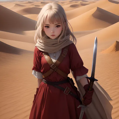 girl in desert with sword