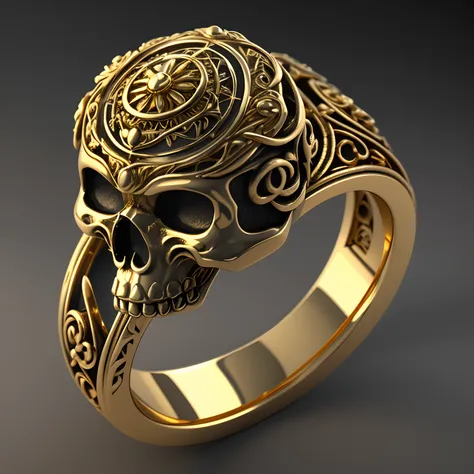 masterpiece, best quality, intricate detail, octane render, hdr,
no humans, simple background, black background, grey background, depth of field, gradient background,
ring, golden, cute skull in ring,