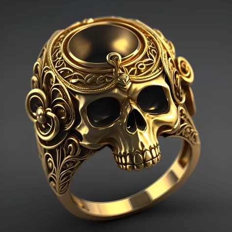 masterpiece, best quality, intricate detail, octane render, hdr,
no humans, simple background, black background, grey background, depth of field, gradient background,
ring, golden, cute skull in ring,