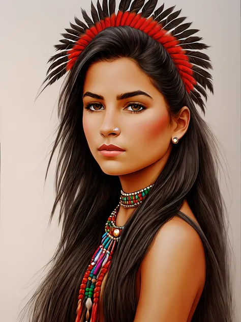 Native american girl draw