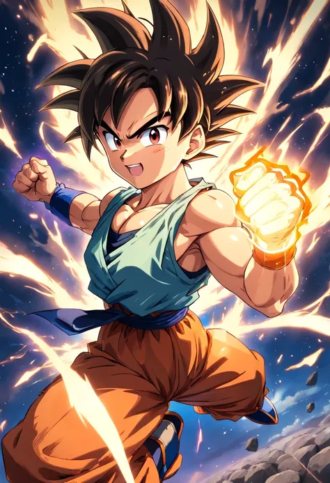 {((Full body photo, flat feet, straight body, Dragon Ball anime style))}, {((songoku, 1male))}, {((wearing the ultra super saiyan+Super Saiyan instinct wearing Son Gokus costumes+extremely tight on his body))}. {In a futurist}. {clothes and body extremely ...