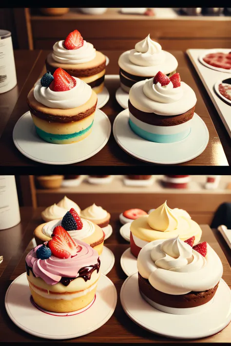 Cake painting、Shortcake per person、comic strip、without background