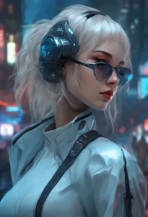 Futuristic Floating Girl Anime Head and Glasses in a City, Digital Art of Cyberpunk Anime, Cyberpunk Jellyfish, cyberpunk anime art, digital cyberpunk - anime art, cyberpunk anime art, Style artistique cyberpunk, Anime Cyberpunk Fille, Style horreur cyberp...