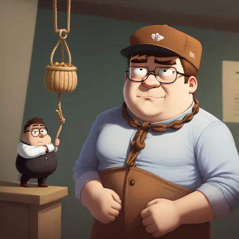 Peter griffin with a noose around his neck