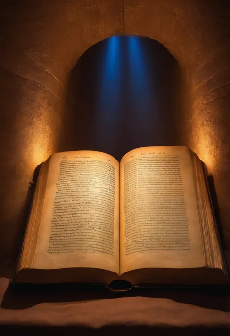 Make a large open Bible with light on top illuminating it