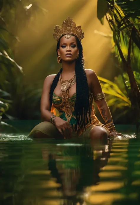 rihanna e nick minaj ,na amazonia brasileira,com indigenas,gravando clipe,super detalhe,8k