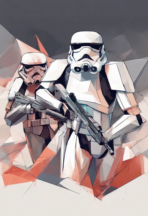 El dibujo de tinta  Stormtroopers, Digital illustration, Comic strip style, acuarela, Estilo ArtStation, arte conceptual, 2 d illustration, por Peter Draw, por Carne Griffiths, por Wadim Kashin, cuerpo completo, centrado,detallado, Suave, dynamic  pose