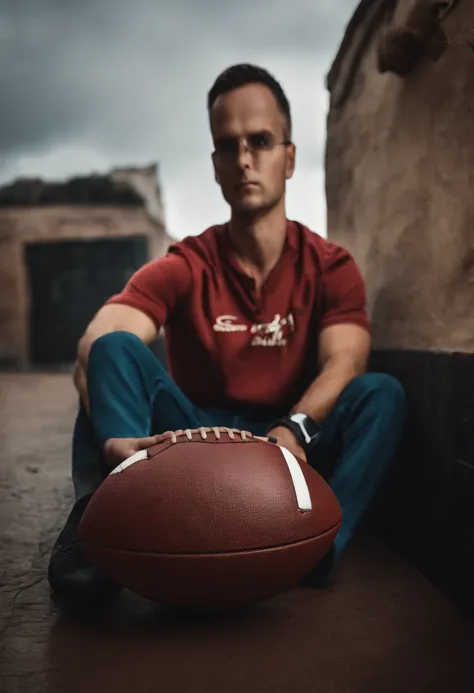 Guy holding a football.