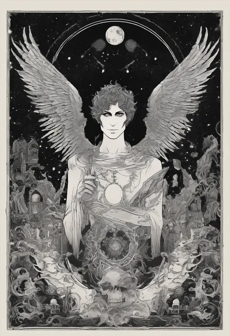 Neil gaiman art. 32k high resolution best quality unreal engine 5. #The Sandman is standing with Death#Death from the Sandman comic. They are looking into a cosmos of stars. The abyss of space and dreams and hidden nightmares. The Sandman is wearing the sk...