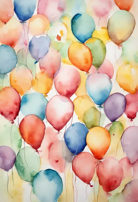 baloons, aquarela, abstract, pastel colors, splashes