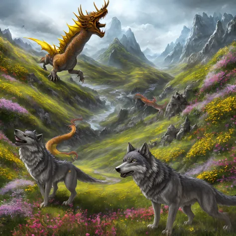 Yellow Dragon , Living in the Valley of Flowers , Encounters Grey Ravenous Wolves