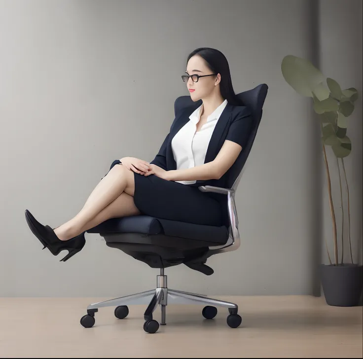 Officelady，Relax in a chair，