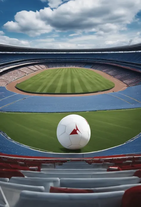 saitama, , stadium, blue cloudy sky, field, looking at viewer, pokeball