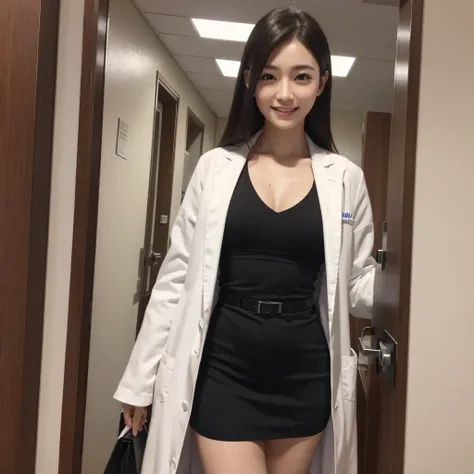 One Doctor Woman、((best qualtiy、8k masterpieces:1.3))、foco nítido:1.2、(ultra beautiful faces:1.0)、(shinny skin:1.0)、photos realistic、A dark-haired、Video Lighting、High-definition eyes and face、Video Lighting、Japan Idol Actress、from the front side、medium bre...