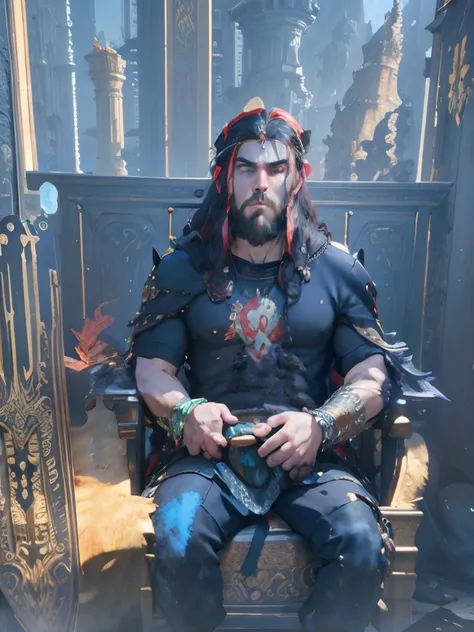 Noble barbarian king on his throne