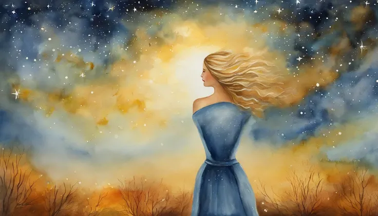 AN AMAZING STARLIT NIGHT SKY ,A BLONDE WOMAN UNDERNEATH HIM AND A BURST OF SHIMMERING GOLDEN ENERGY