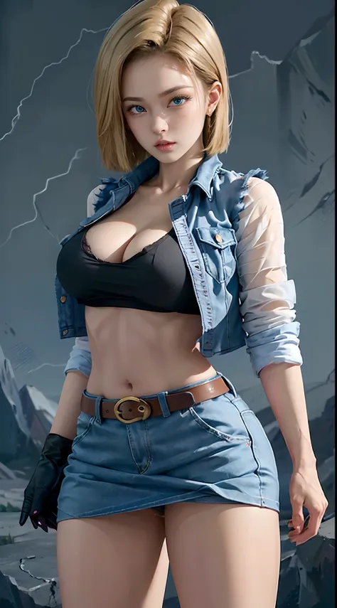 hyper detailed image, uhd, 16k, professional photo, (realistic photo of android-18 from dragon ball z) girl goddess of beauty, v...