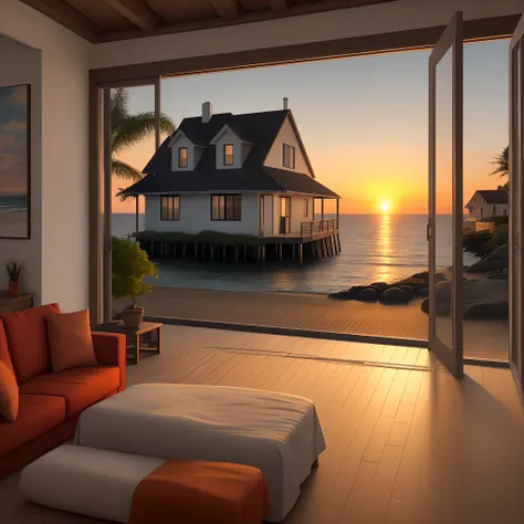 Sundown, House by the sea