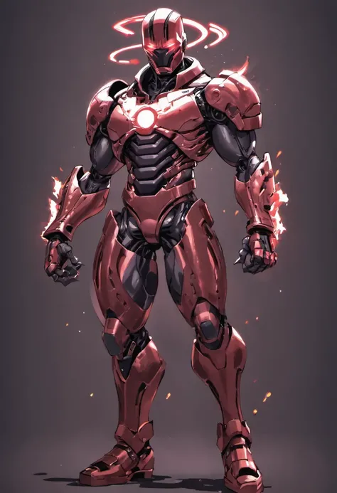 A detailed illustration of the Godfather, apoio ,　Alterar velocidade, nfluente,  macho,   Cyberpunk, personagem do jogo, anime, Managá,corpo inteiro,, alta qualidade, fundo branco, A dangerous futuristic suit of armor holding a mysterious weapon in his han...