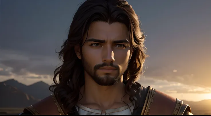 (best quality, 8k), foco nítido: 1.2, young man, Biblical style, tempo de Jesus Cristo, realista, cinematico, fundo com nuvens pesadas, Realistic lighting added, Pay attention to adjust the proportions.