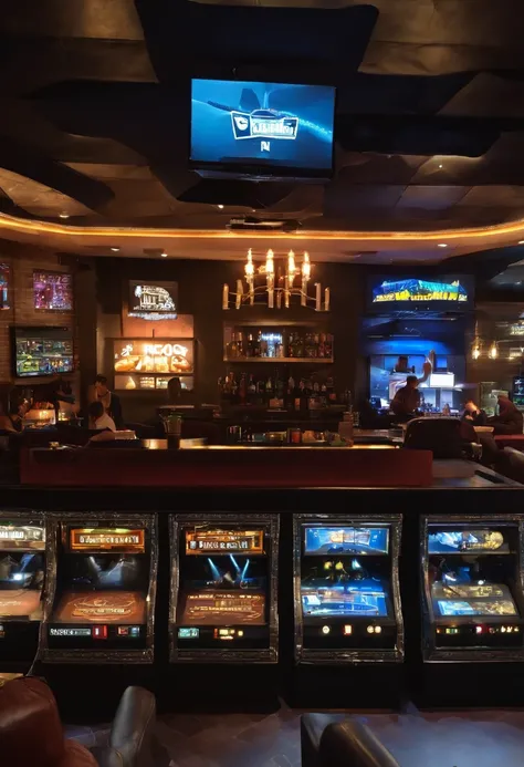 Video Game bar experience for gamers where customers can book times to play, compete and enjoy a great selection of games and drinks through our mobile app. I need a prototype pic for the gaming bar and another one for the app (do it with gaming consoles, ...